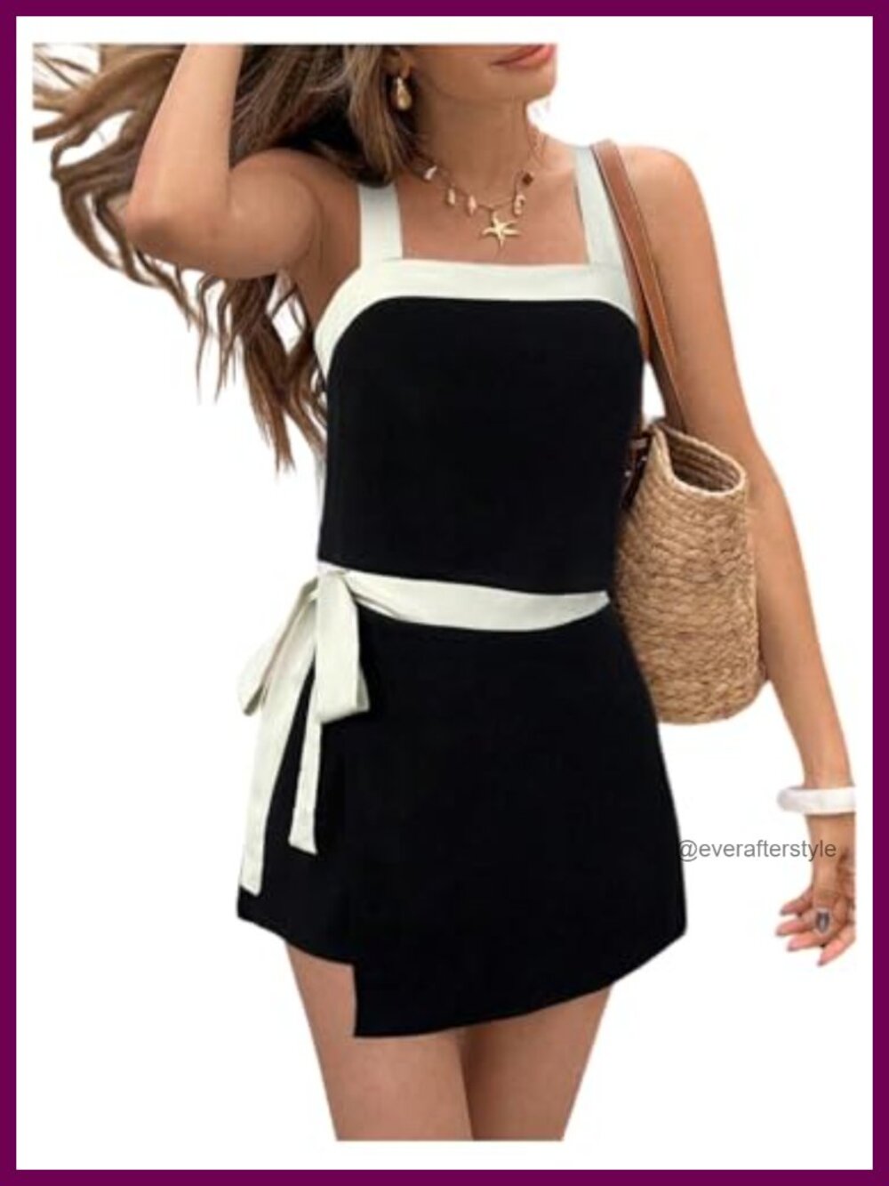 Women's 2 Piece Summer Outfit Square Neck Crop Top & Tie Side Shorts Matching